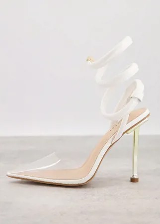 Белые туфли на каблуке со спиралевидными ремешками Simmi London Tiona-Белый