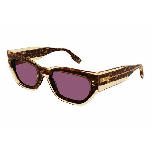 Солнцезащитные очки Alexander McQueen, кошачий глаз, оправа: пластик, для женщин, коричневый
