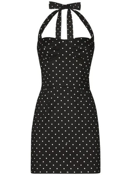 Dolce & Gabbana платье мини в горох, черный