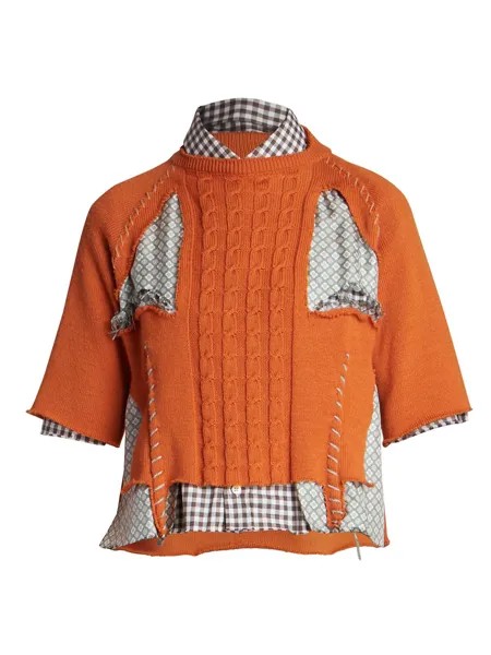 Рубашка с короткими рукавами в смешанной технике Maison Margiela, оранжевый