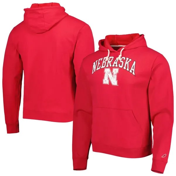 Мужская лига студенческая одежда красный флисовый пуловер с капюшоном Nebraska Huskers Arch Essential