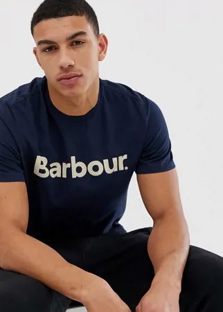 Темно-синяя футболка с логотипом Barbour-Темно-синий