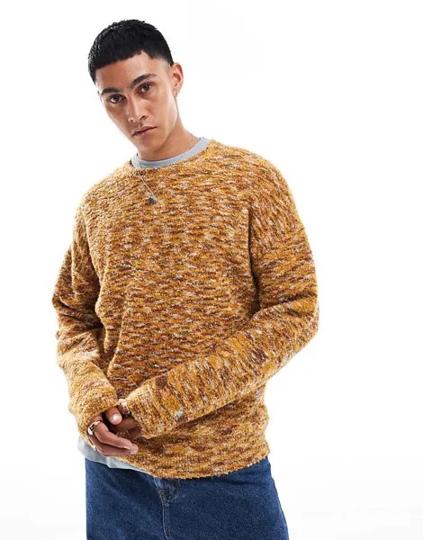 Светло-коричневый свободный вязаный джемпер с круглым вырезом ASOS DESIGN
