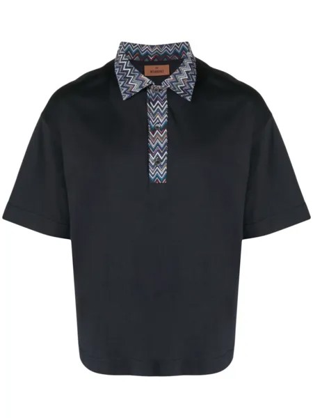 Missoni рубашка поло с узором шеврон, синий