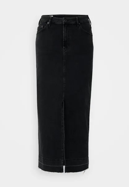 Джинсовая юбка WASH MIDI SKIRT GAP, черный