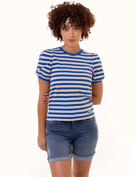 Футболка U.S. Polo Assn. Horizontal Stripe Volume Sleeve, синий