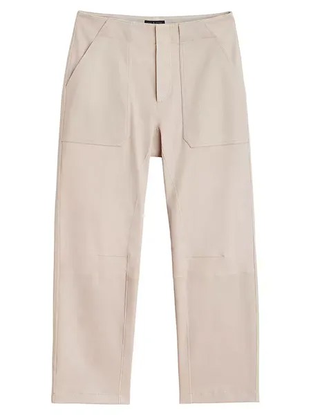 Кожаные брюки прямого кроя со средней посадкой Rag & Bone, цвет stone