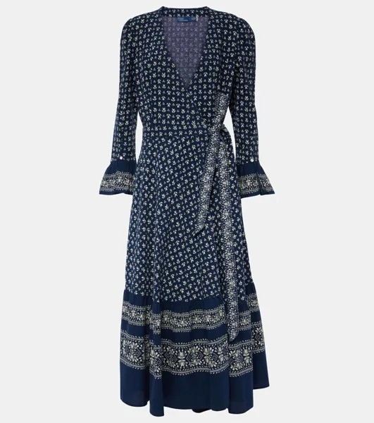 Платье-халат из хлопка с цветочным принтом и оборками Polo Ralph Lauren, цвет 1688 navy bell floral