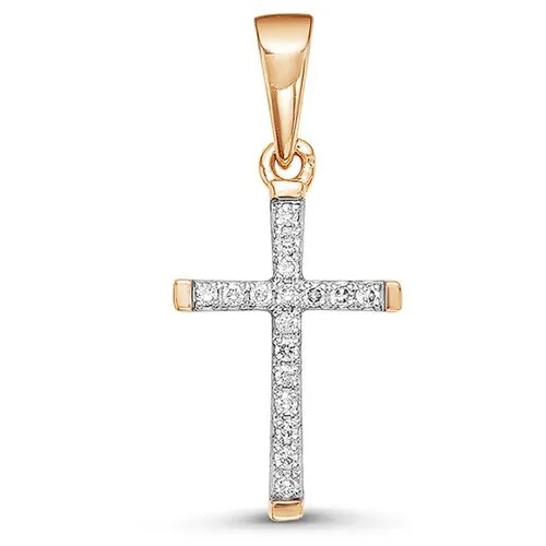 Крестик Vesna jewelry, красное золото, 585 проба, родирование, бриллиант