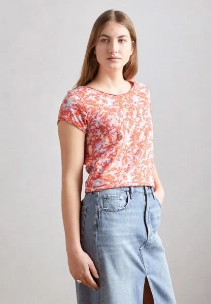Футболка с принтом Esprit, пастельно-оранжевый