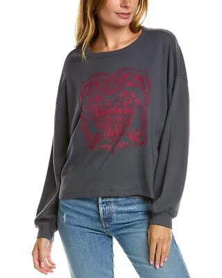 Женская футболка Chaser Janis Joplin Vintage в рубчик, серая, M