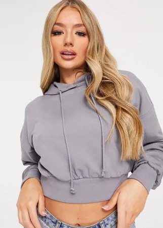 Серый укороченный супермягкий худи с рукавами «летучая мышь» ASOS DESIGN