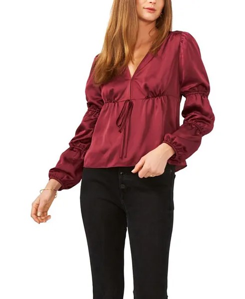 Женская блузка с длинными рукавами и v-образным вырезом с завязками 1.STATE, красный