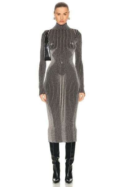 Платье Jean Paul Gaultier Trompe L'Oeil High Neck Long Sleeve, цвет Brown & Silver