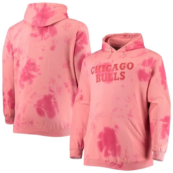 Мужской красный пуловер с капюшоном Chicago Bulls Big & Tall с надписью Cloud Dye Fanatics