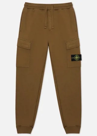 Мужские брюки Stone Island Cargo Cotton Fleece Regular Fit, цвет оливковый, размер M