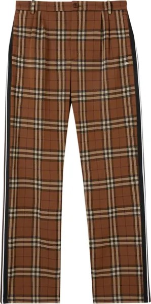 Брюки Burberry Side Stripe Check Jacquard Wide Leg Trousers 'Brown', коричневый