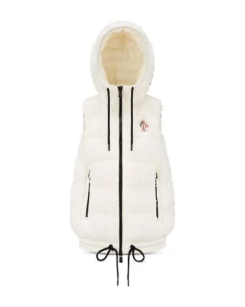 Moncler Пуховик Тедди с капюшоном Moncler, цвет Ivory/Cream