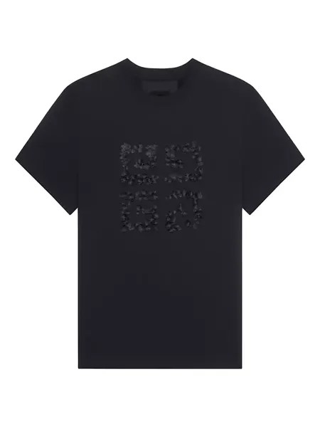 Хлопковая футболка с цветочной эмблемой 4G Givenchy, черный