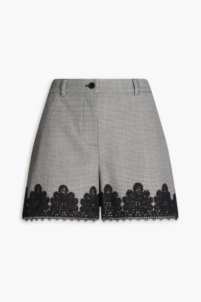 Твидовые шорты с кружевной отделкой в ​​ломаную клетку Boutique Moschino, черный