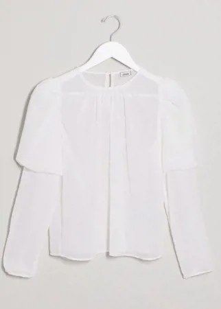 Белая блузка в горошек добби с длинными рукавами Pimkie-Белый