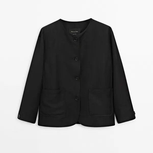 Жакет Massimo Dutti Buttoned With Pockets, черный