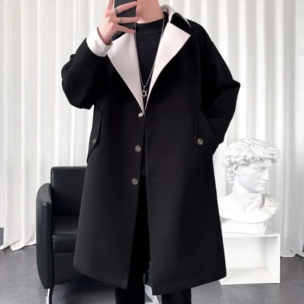Модная японская винтажная Мужская ветровка большого размера, Осеннее длинное британское пальто, мужской детективный тренчкот