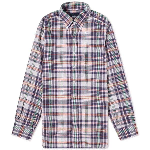 Футболка Drake'S Madras Button Down Shirt, цвет Navy & Yellow
