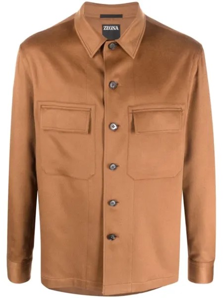 Zegna кашемировая куртка-рубашка, коричневый