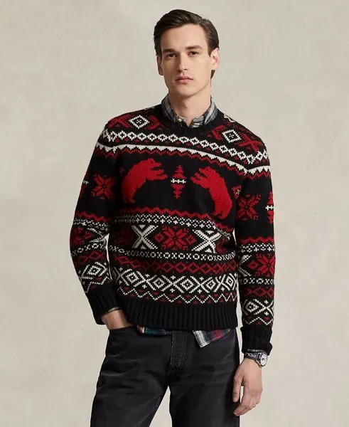 Мужской шерстяной свитер Polar Bear Fair Isle Polo Ralph Lauren, черный