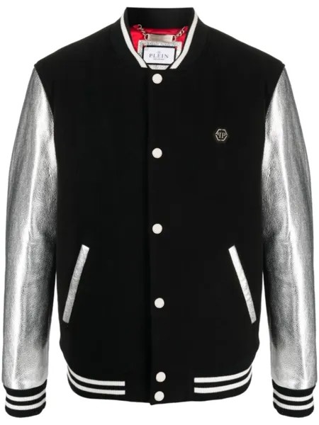 Philipp Plein бомбер с эффектом металлик, черный