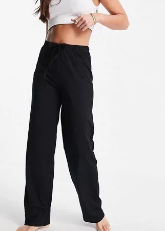 Прямые пижамные брюки из трикотажа черного цвета ASOS DESIGN Tall-Черный цвет