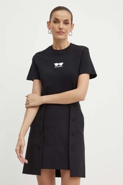 Хлопковая футболка Karl Lagerfeld, черный