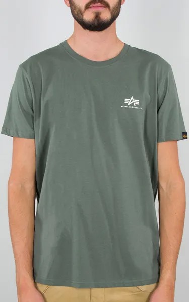 Футболка Alpha Industries Basic T Small Logo, зеленая