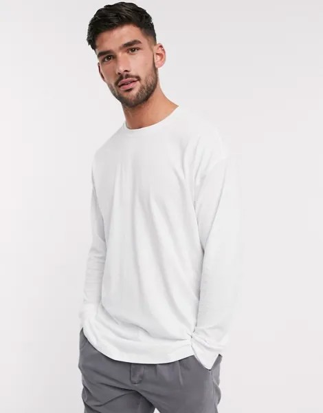 Белый oversized-лонгслив с манжетами New Look