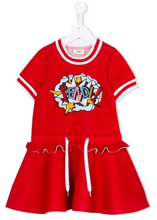 Fendi Kids декорированное платье с логотипом