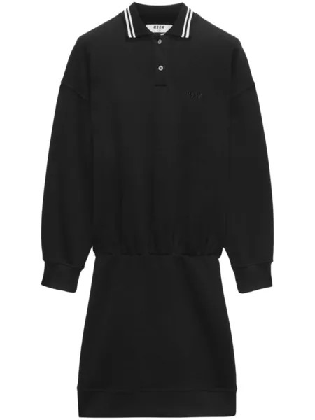MSGM платье мини из джерси с воротником поло, черный