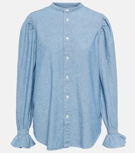 Хлопковая блузка с оборками POLO RALPH LAUREN, синий