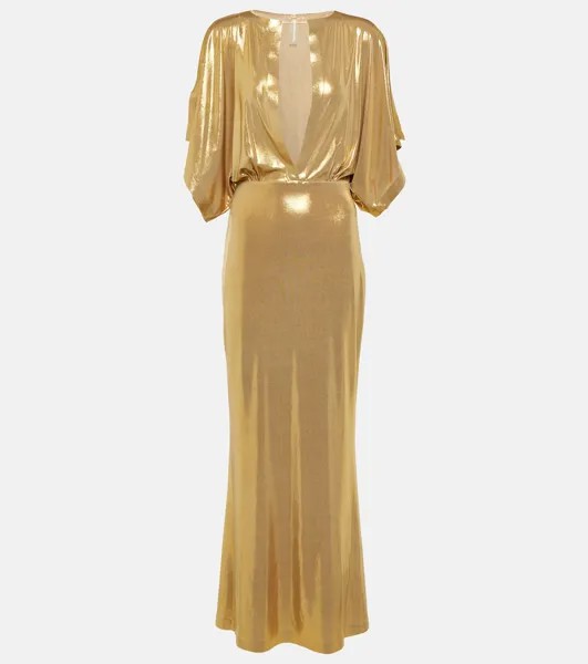 Платье макси obie из джерси с эффектом металлик Norma Kamali, желтый