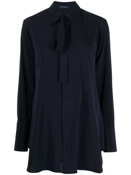 Yohji Yamamoto блузка с длинными рукавами и завязками, синий