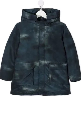 Emporio Armani Kids пальто с капюшоном и принтом тай-дай
