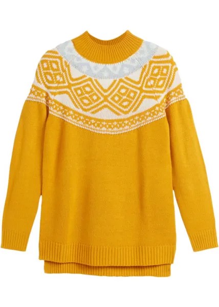Норвежский свитер с разрезами по бокам Bpc Bonprix Collection, оранжевый