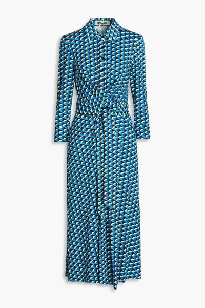 Платье миди из джерси с принтом Sana и запахом Diane Von Furstenberg, синий кобальт