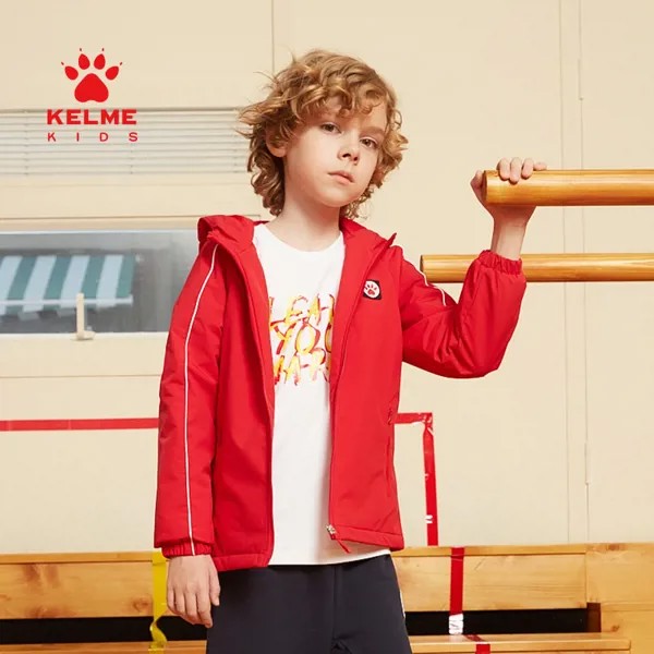 Детская одежда KELME, Детская ветровка, ветрозащитный кардиган с капюшоном для мальчиков, тканый детский дождевик, куртка 36943004