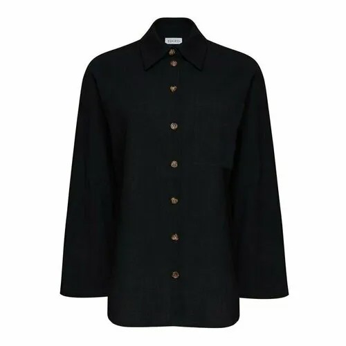 Рубашка  EDGE, классический стиль, свободный силуэт, однотонная, размер M, черный