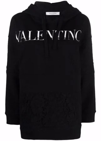 Valentino худи с кружевной вставкой и логотипом