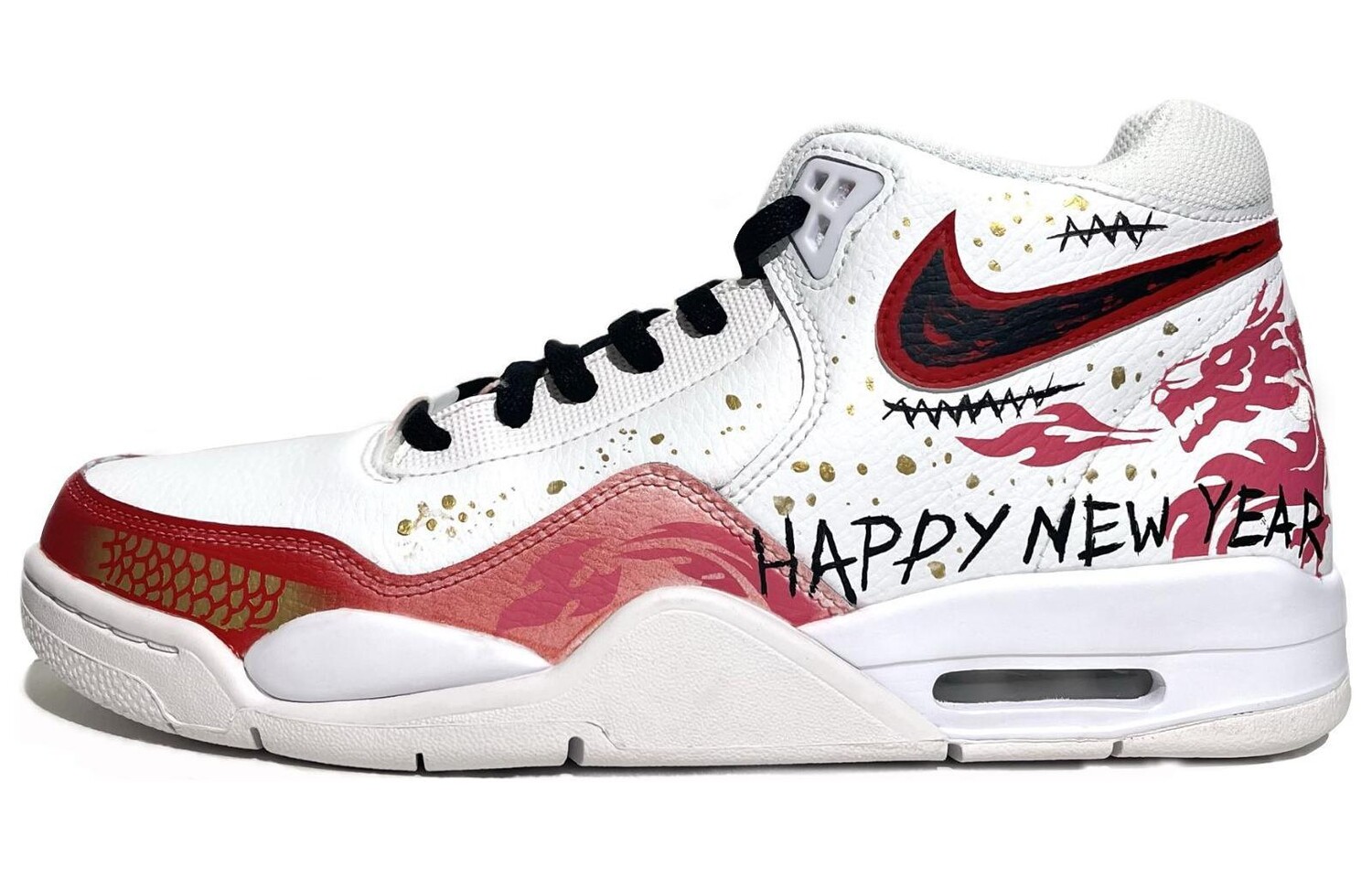 Кроссовки Nike Flight Legacy Vintage Basketball Shoes Unisex Mid-top Red, Gold, White, красный