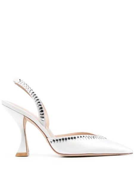 Stuart Weitzman туфли с ремешком на пятке и кристаллами, белый