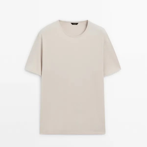 Футболка Massimo Dutti Short Sleeve Cotton, жемчужно-серый