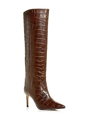 KURT GEIGER Женские коричневые кожаные ботинки с крокодиловым принтом Bickley Toe Stiletto Leather Boots 35